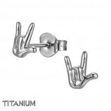 Hand Gesture Titanium Ear Studs