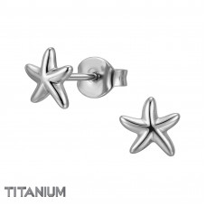 4mm Puffed Starfish Titanium Ear Studs
