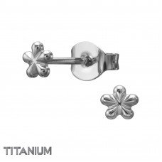 Plumeria Frangipani 4mm Titanium Ear Studs