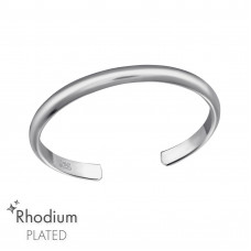 2mm Sterling Silver Rhodium Plated Band Adjustable Toe Ring