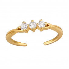 Sparkling Sterling Silver Gold Plated Adjustable Toe Ring with Cubic Zirconia