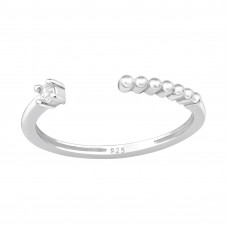 Dots Link Sterling Silver Adjustable Toe Ring with Cubic Zirconia
