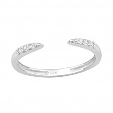 Line Sterling Silver Adjustable Toe Ring with Cubic Zirconia